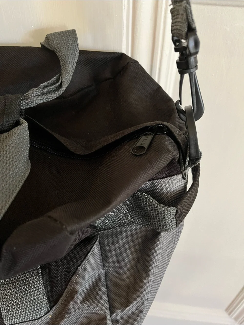 Unisex Black and Gray Duffel Shoulder Bag - small